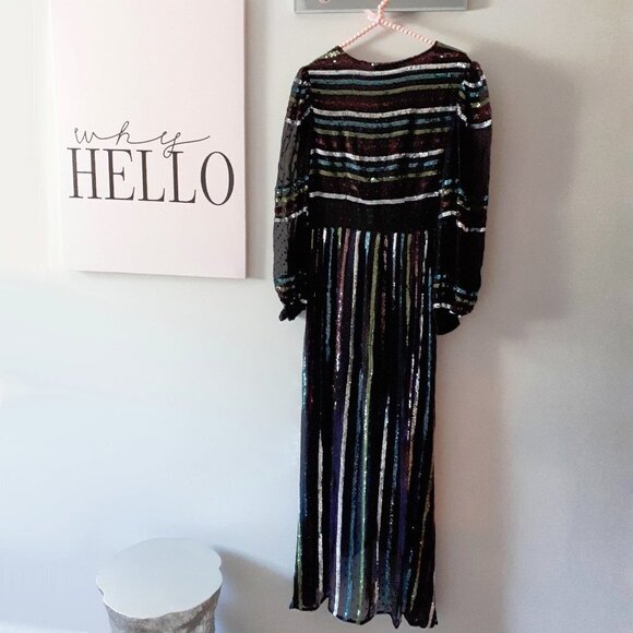 NWT Rococo Sand black sequin polka dot maxi dress - Picture 8 of 10